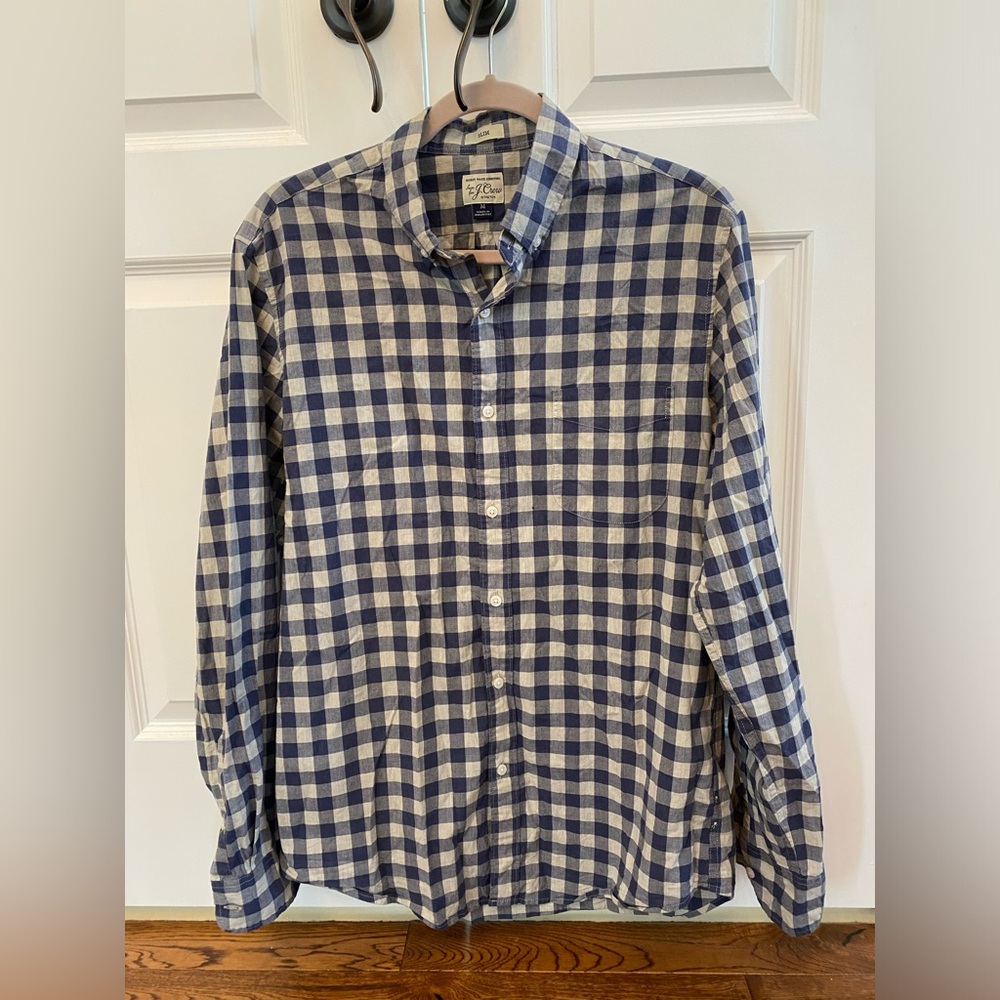J Crew Blue Plaid Button Down in Medium
